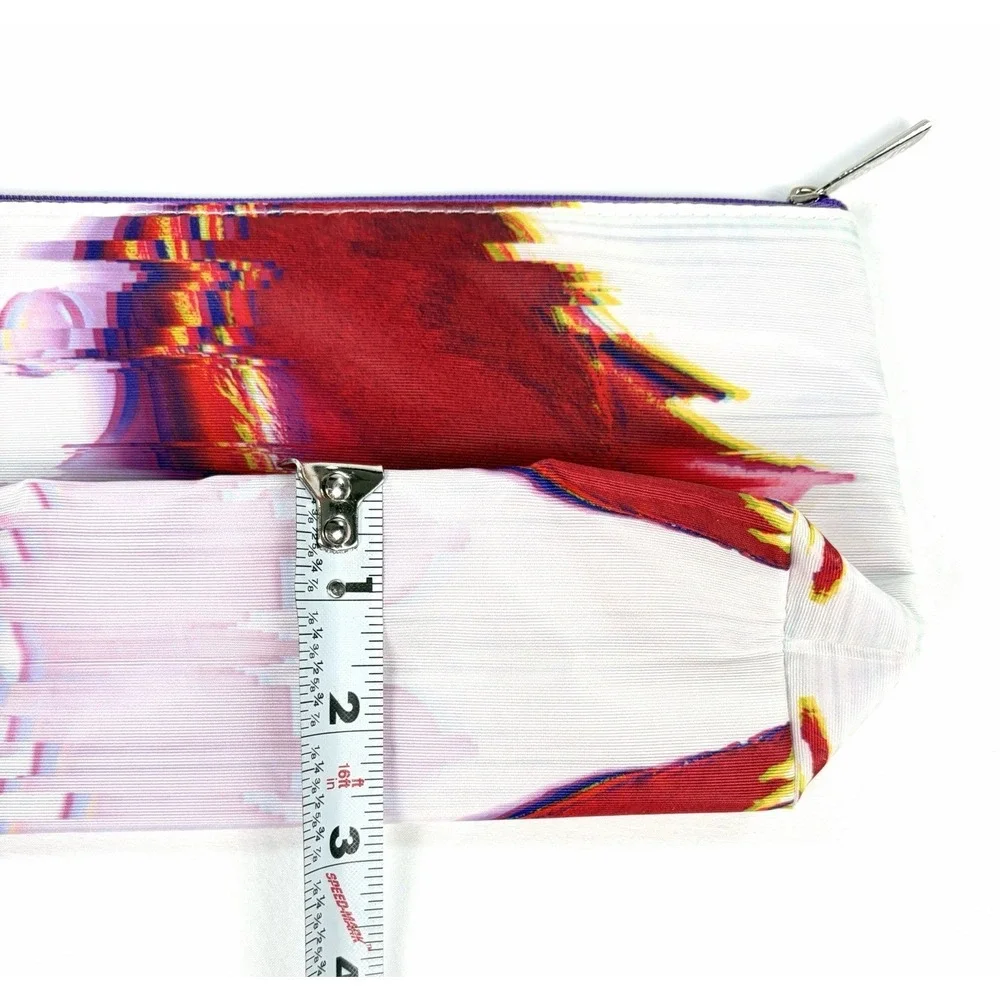 New Clinique Makeup Bag Red White Purple Glitch Print Cosmetic Travel Pouch